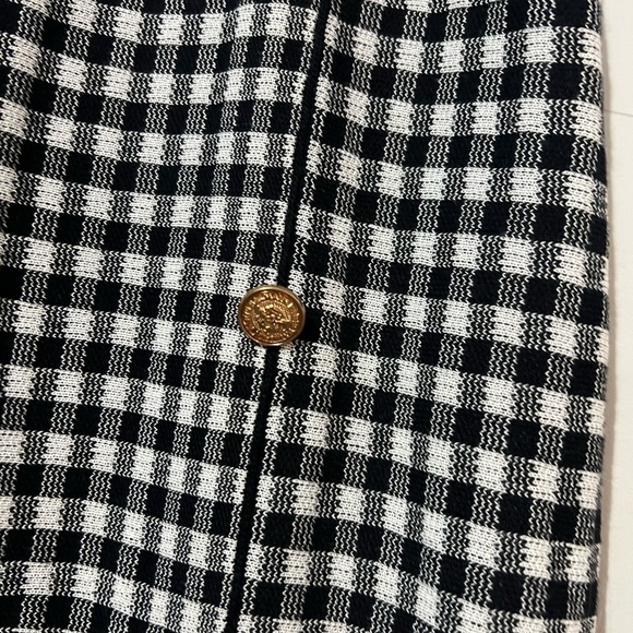 Nanette Lepore Knit Gingham Pencil Skirt Elastic Waist Fringe Hem Sz XL B&W - Picture 5 of 6